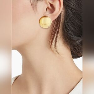 Versace Silver Domed Logo Earrings